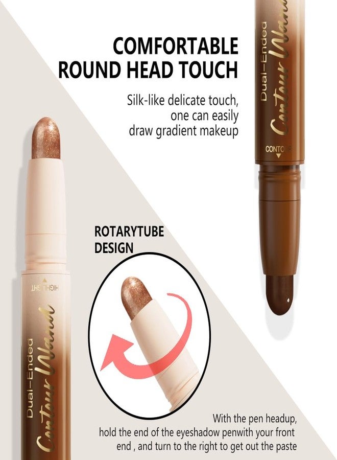 QIDSTERS 2in1 Cream Contour Highlighter Stick, Neutral Bronzer Makeup Sticks, Applies Dual-Ended Sculpting Stick for Face Body, Long Lasting No Smudging, Suitable for Makeup Beginners-Deep Rich - Image 3